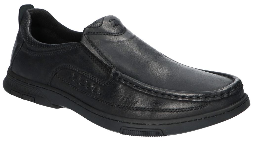 American Club CY150, Herren Leder Mokassins Memory Foam System, Slipper leicht elegant bequem, Schwarz 43