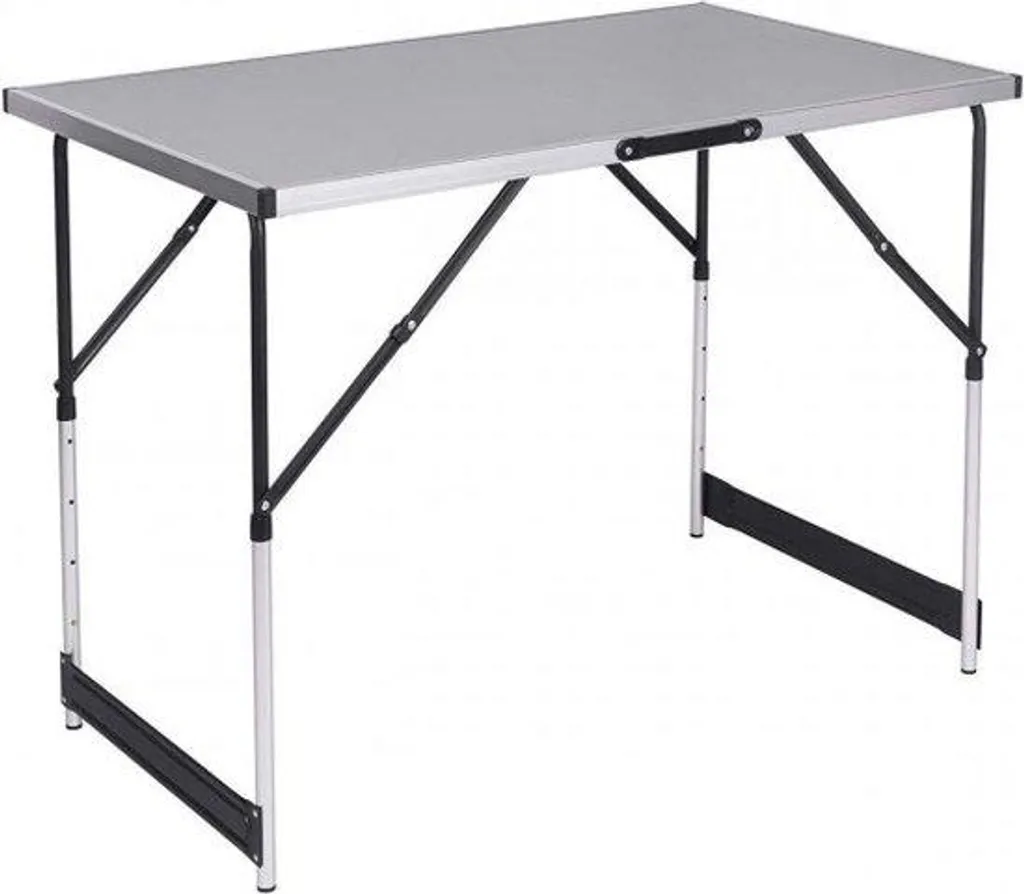 Table de camping réglable, structure légère en aluminium coloris gris