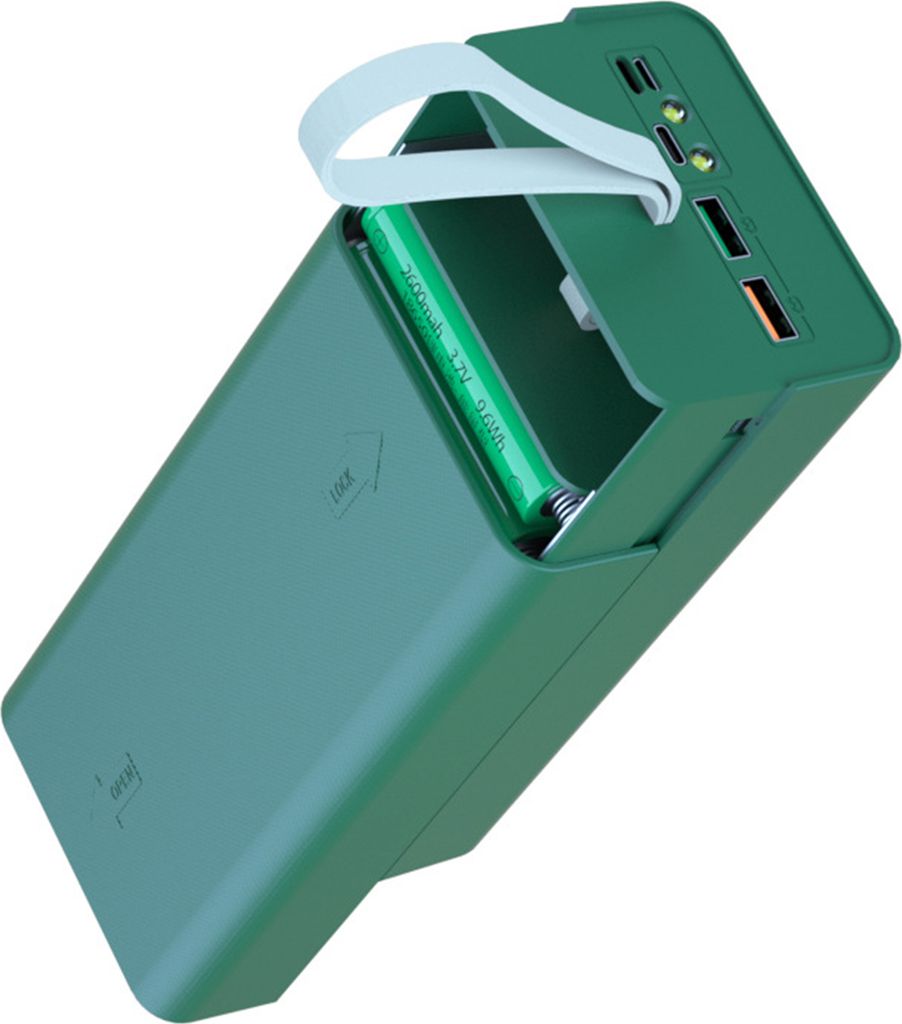 Kein Schweißen DIY abnehmbare Power Bank Shell 21x18650 Batterien Portable Ladegerät Fall Handy-Zubehör-Grün