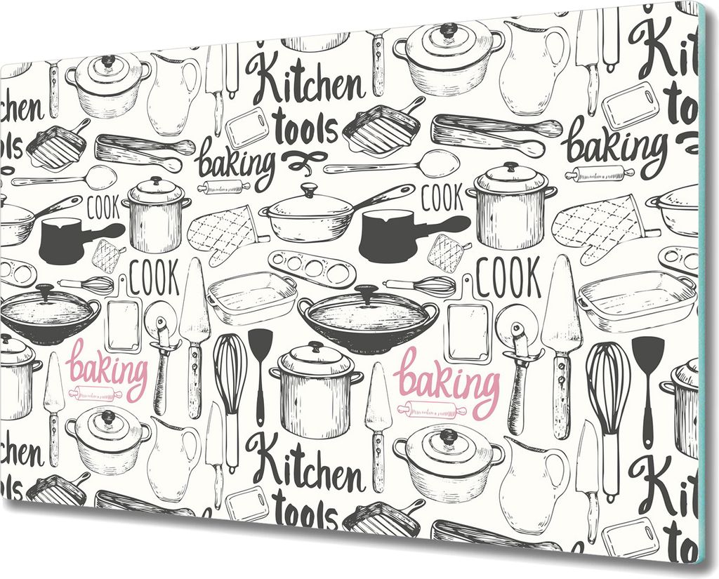 Glas-Herdabdeckplatte Glaskeramikfeldabdeckung Spritzschutz - 80x52 cm - Set Töpfe Pfannen