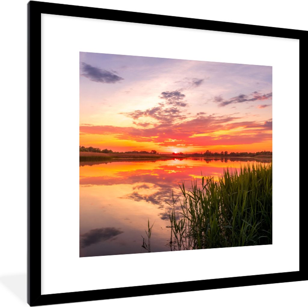 MuchoWow Gerahmtes Poster Wasser - Luft - Natur 40x40 cm - Poster mit Schwarzem Bilderrahmen Wandposter Rahmen Foto Bilder - Poster - Plakat im R...