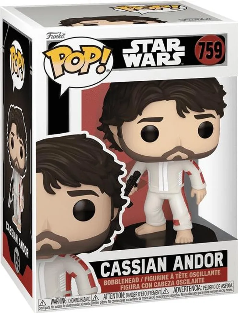 Figurine Funko Pop Cassian Andor Star Wars stable avec socle de luxe