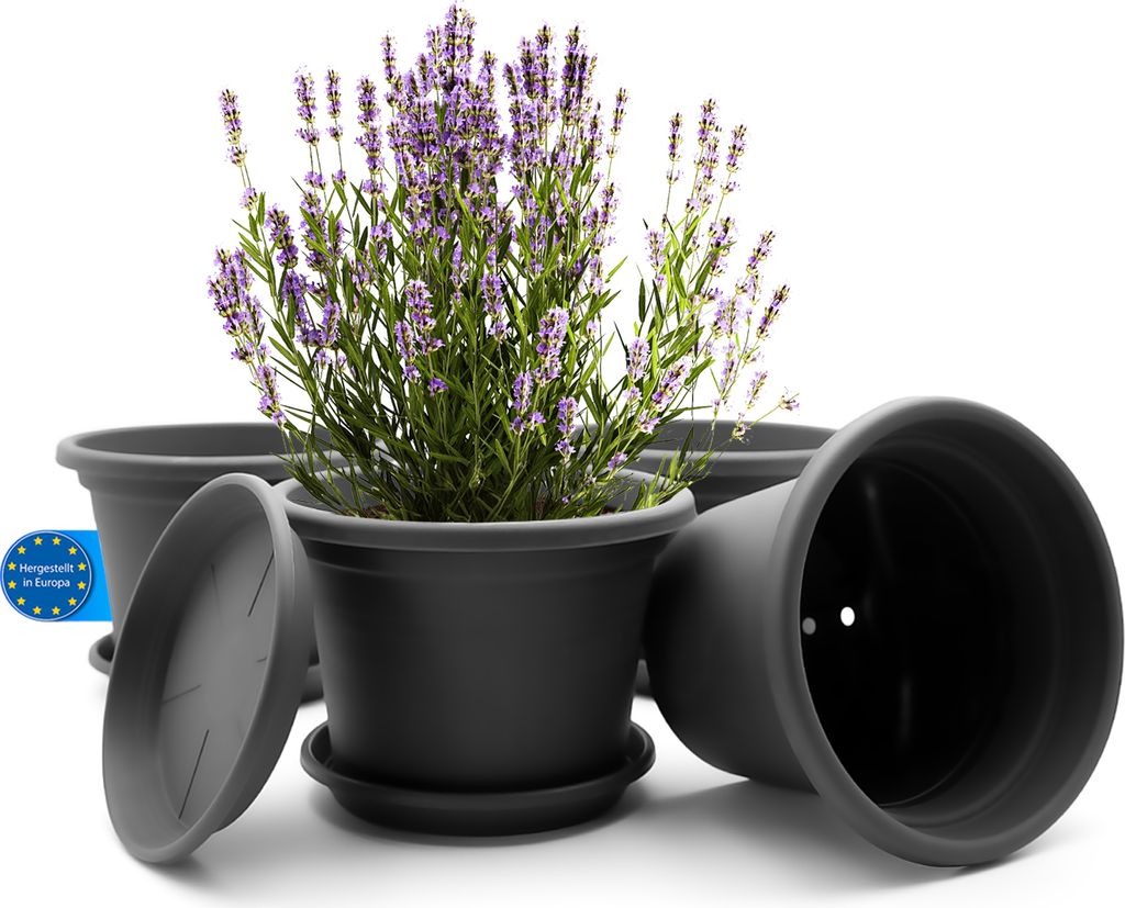 BigDean 4 Stück Blumentopf mit Untersetzer rund ø 25 cm Produktbild 