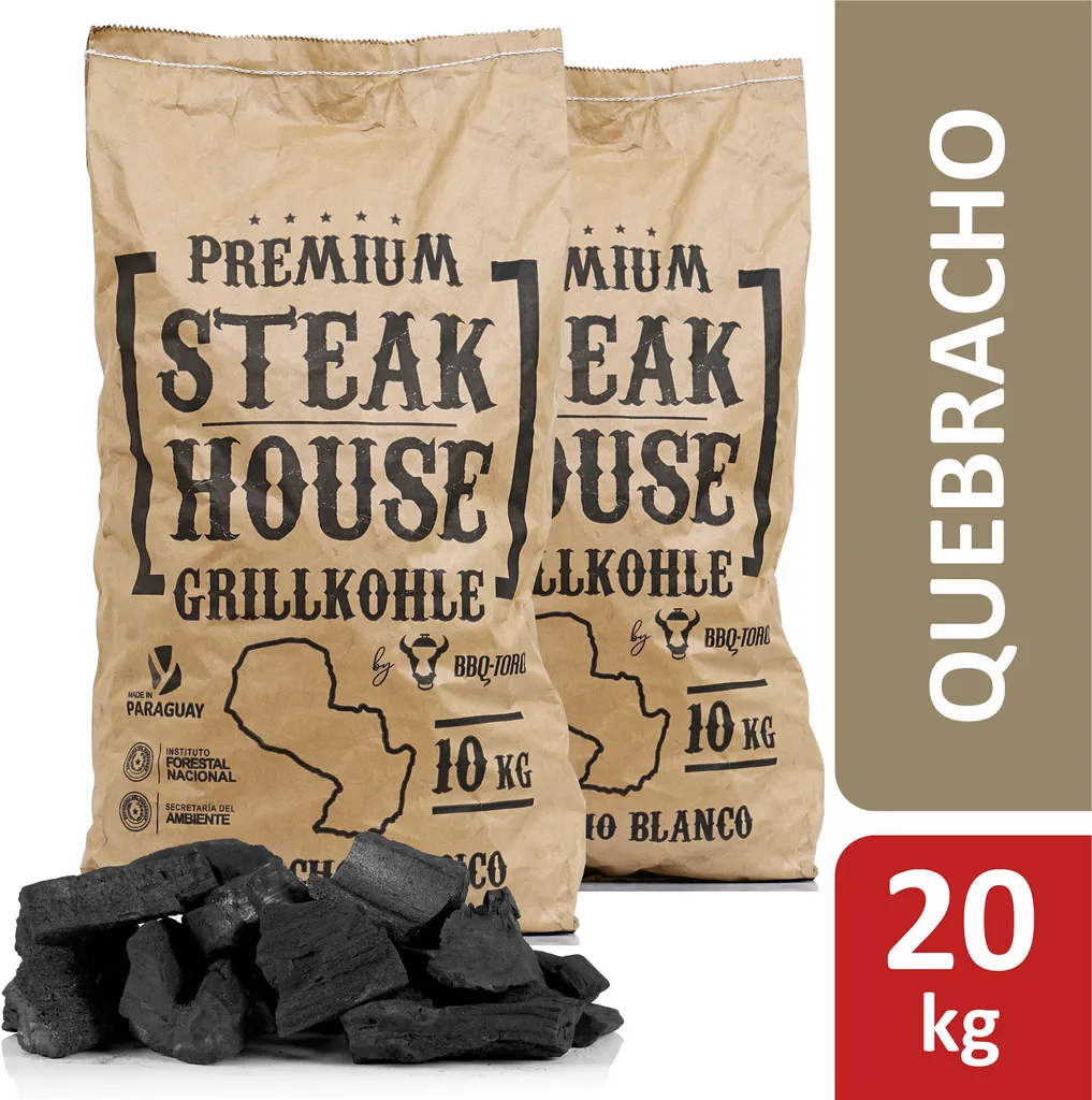 Charbon de Bois de Restaurant 20 kg Quebracho Blanco pour Barbecue Pro