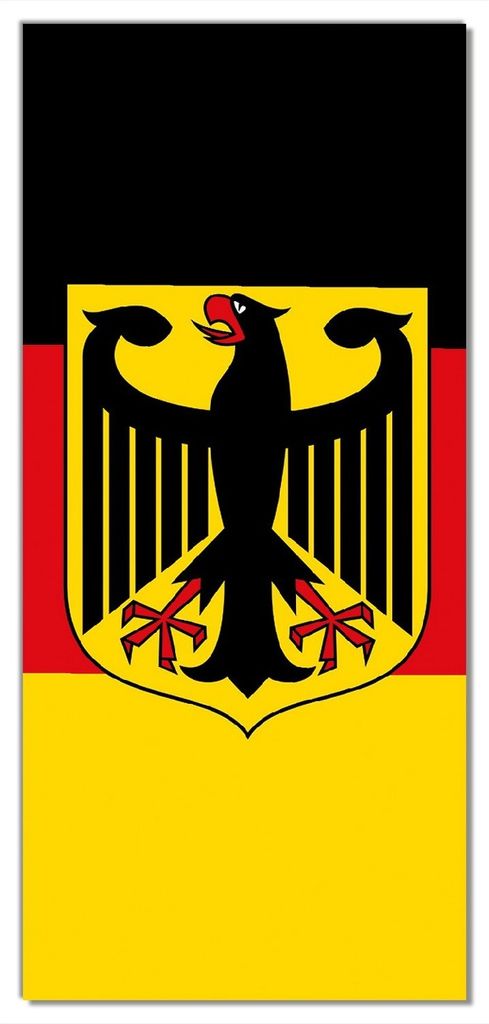 Wallario selbstklebende Türtapete 100 x 220 cm mit Schutzlaminat - Deutsche Flagge mit Wappen