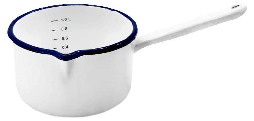 Karl Krüger Stieltopf 417/14HU, Emaille, Weiß Produktbild 