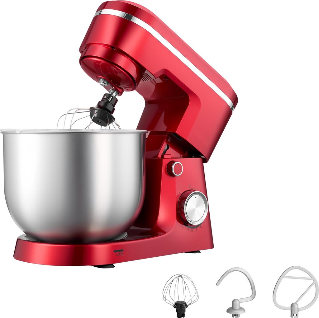 SucceBuy Küchenmaschine zum Backen, 1500 W Teigmaschine mit 5,7 L Edelstahlschüssel, Knethaken, Rührbesen und Schneebesen, 10-stufig einstellbar...