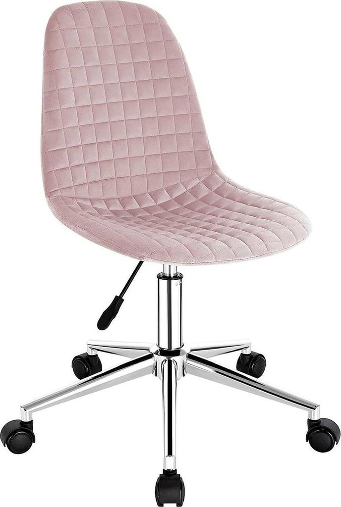 Happyment Arbeitsstuhl Mumba - Rosa - Für Erwachsene - Mit Rollen - Samt - Ergonomischer Bürostuhl - Höhenverstellbar