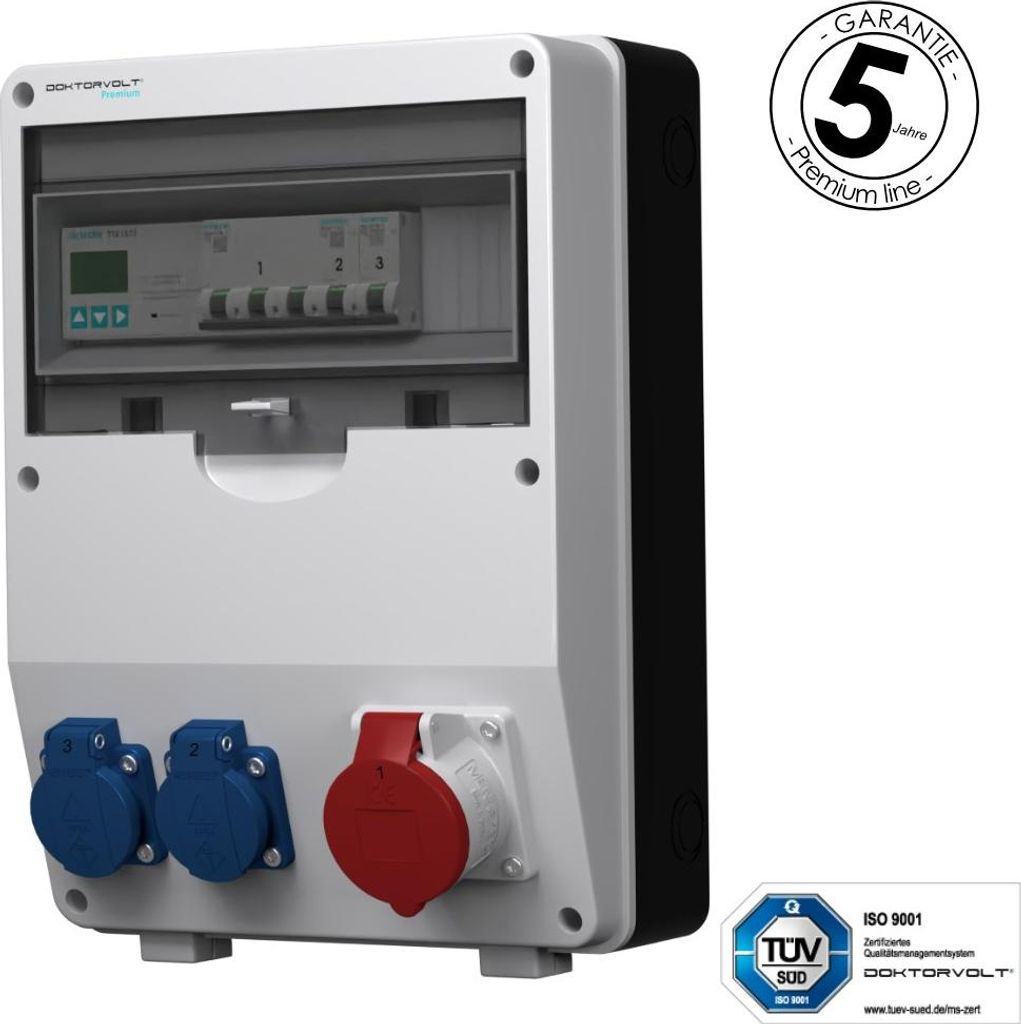 Stromverteiler pTD-S 16A 2x230V 3P Zähler SIEMENS und MENNEKES Doktorvolt 4777