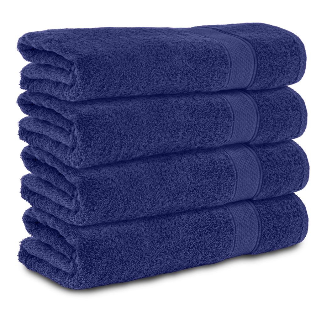 Komfortec 4er Handtücher 50x100 cm Set aus 100% Baumwolle, 470g/m², Frottee, Weich, Navyblau