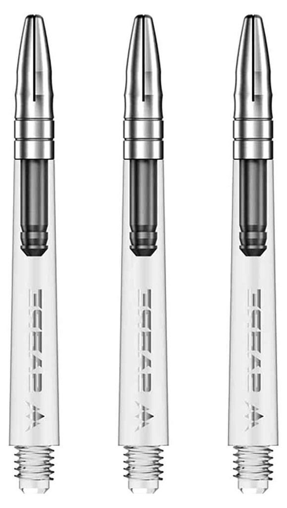 Sabre Schäfte | Robuste klare Polycarbonat-Schäfte mit farbigen Aluminium-Oberteilen | 1 Set mit 3 Schäften | Silber | Kurz