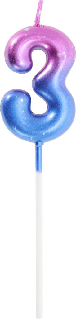 Geburtstagskerzen, 3D Zahlen Geburtstagskerzen, Zahlen 3 Geburtstagszahl Kerzen zur Geburtstagstorten Dekoration, Blau Lila