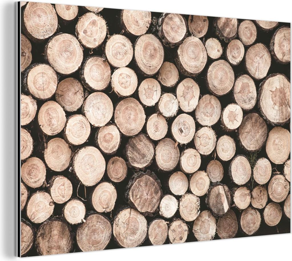 MuchoWow Wanddekoration Metall Metallbild Wandkunst 90x60 cm Baumstämme - Winter - Natur MuchoWow Aluminium Gemälde - Wandbilder