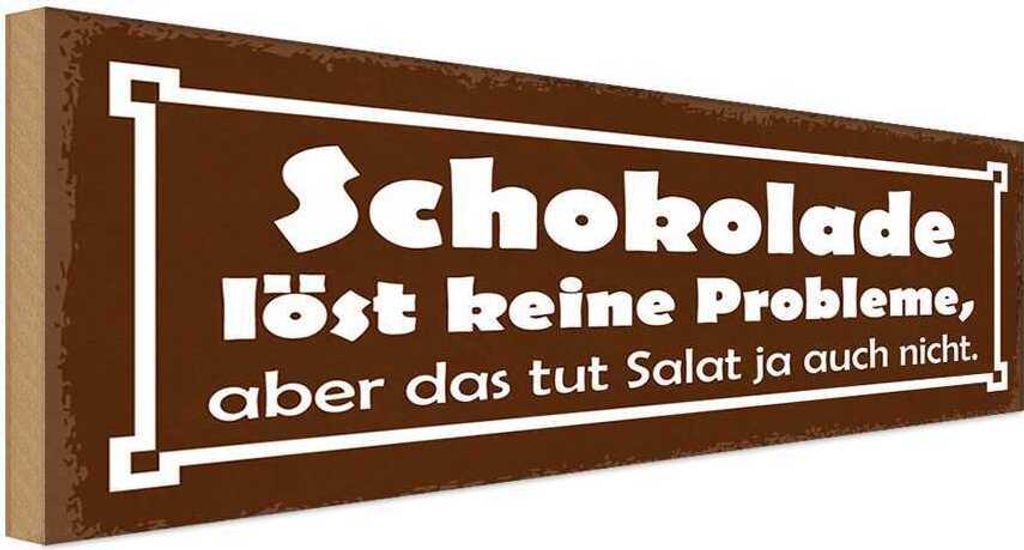 vianmo Holzschild 10x27 cm Schokolade löst keine Probleme Dekoration