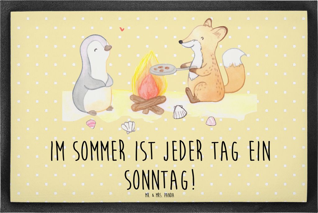 Mr. & Mrs. Panda fußmatte Sommer Sonntag 40 x 60 cm - Gelb Pastell - Geschenk, Frühling, Schmutzmatte, Winter, Sommerferien, Schmutzfangmatte, Ab...