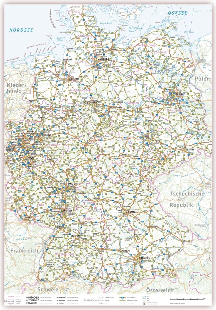 LYSCO Deutschlandkarte DIN A2 Format gerollt Landkarte Deutschland (K-711)