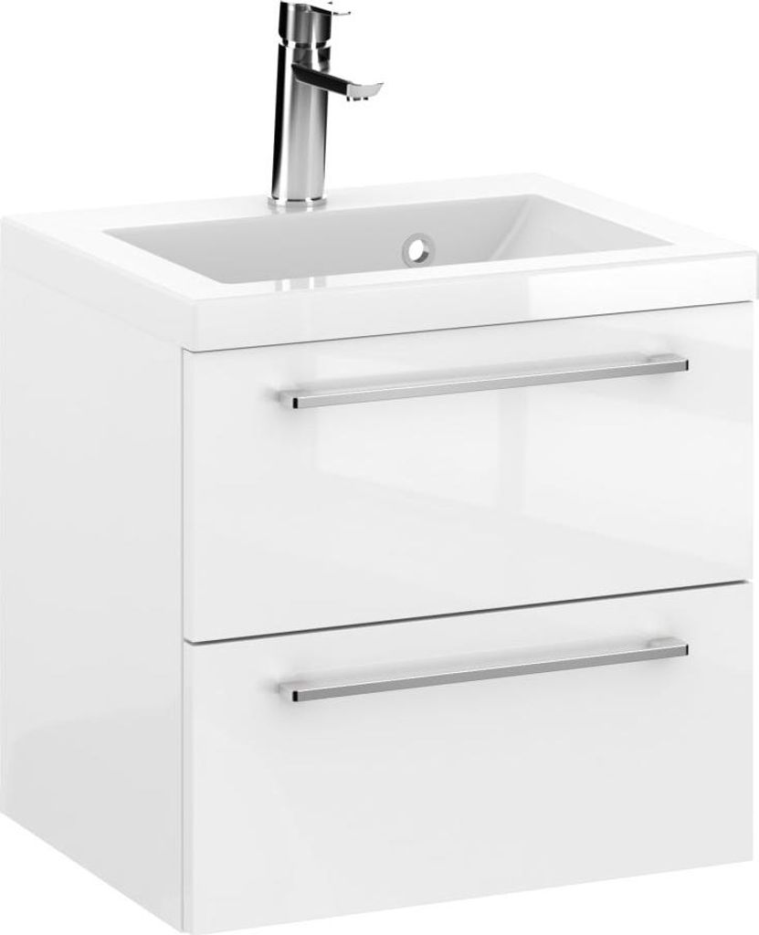 Rosen 50 cm Badezimmerschrank mit Waschbecken und Chrom Griffen - Zeitloses Design für Elegantes Bad