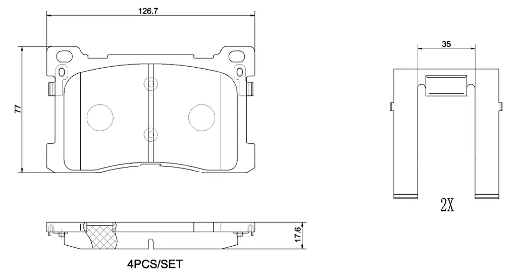 Jeu de plaquettes de frein d'origine BREMBO avant KIA K9 RJ 4 pces