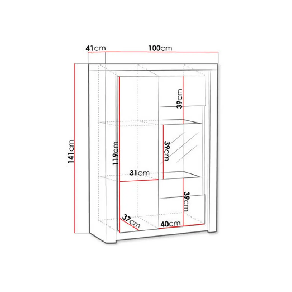 Argentier vitré blanc brillant et bois DURAZNO 3 avec LED - 5