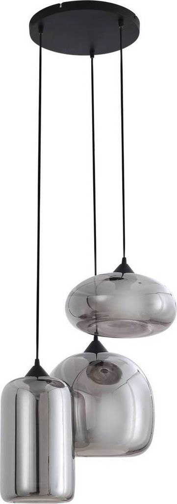 Lindby Hängeleuchte Marla, Rondell, Glas, rauchgrau, 50 cm