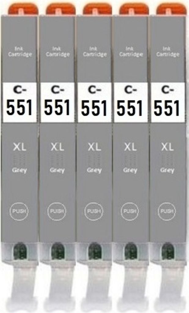 5 x Druckerpatrone kompatibel mit Canon CLI-551 Grey XL für Pixma IP 8700 Series, IP 8750, MG 6300 Series, MG 6350, MG 7100 Series, MG 7150, MG 75...