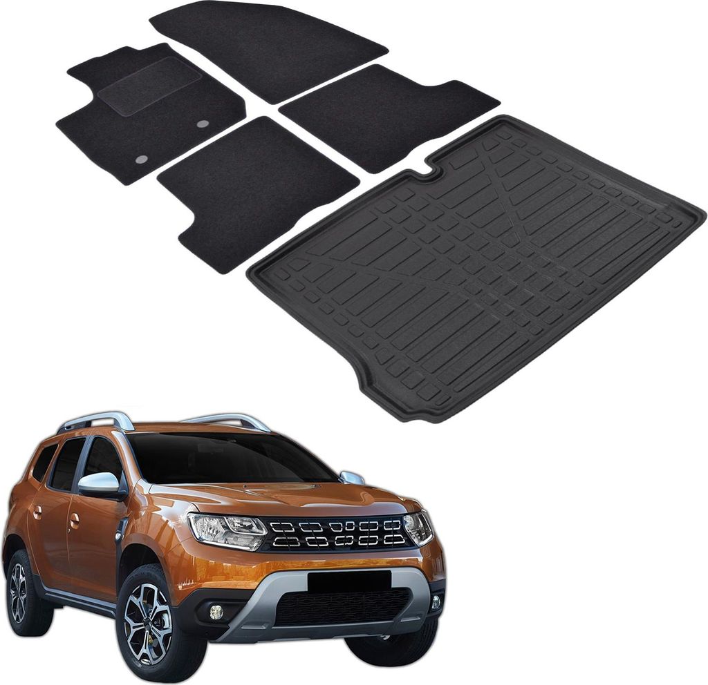 Kofferraumwanne Fußmatten Set Für Dacia Duster 2018-2021 Ohne Box, Genaue Passform