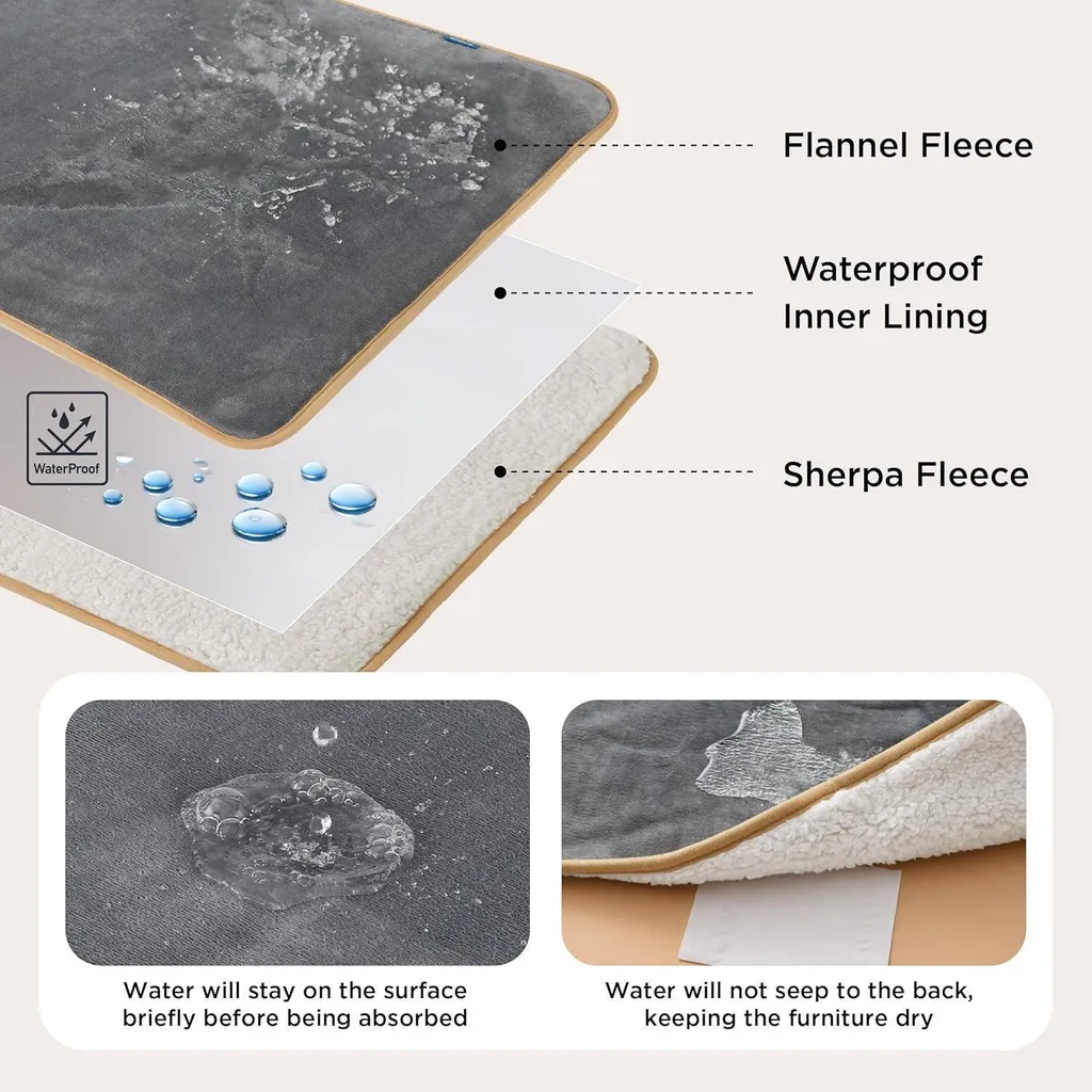 Couverture pour chiens lavable et imperméable - Douceur Sherpa grise