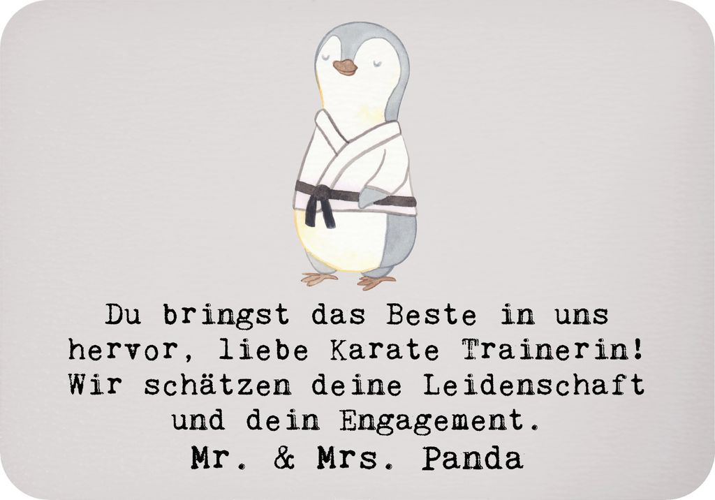 Mr. & Mrs. Panda magnet Karate Trainerin - Grau Pastell - Geschenk, whiteboardmagnet, haftmagnet, Sportart, Notizhalter, Danksagung, Respekt, zette...