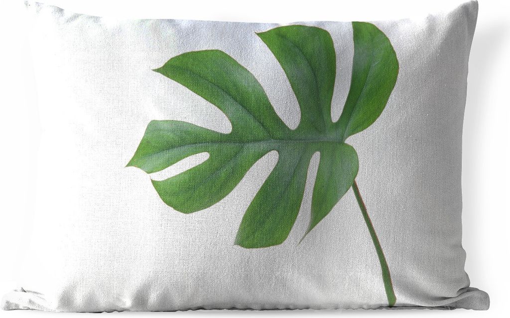 MuchoWow Outdoor Kissen - Botanisches Blatt auf weißem Hintergrund - 60x40 cm - Wetterfest - Lounge Kissen - Zierkissen - Kissen für Innenräume