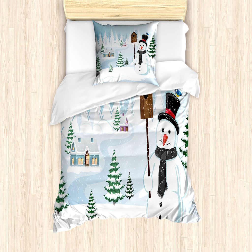 ABAKUHAUS Voliere Bettbezug Set für Einzelbetten, Frosty Hält Nest Grafik, Milbensicher Allergiker geeignet mit Kissenbezug, 135 cm x 200 cm - 80...