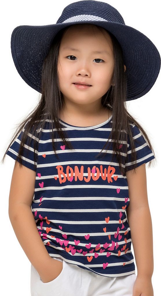 Mädchen-T-Shirt I love Paris - Navy gestreift - 110