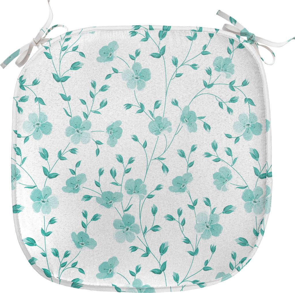 ABAKUHAUS Blume Polster für Esszimmerstühle, Muster mit Blumen Stem, Dekoratives wasserfestes Kissen mit Riemen für Küchensitze, 40 cm x 40 cm,...