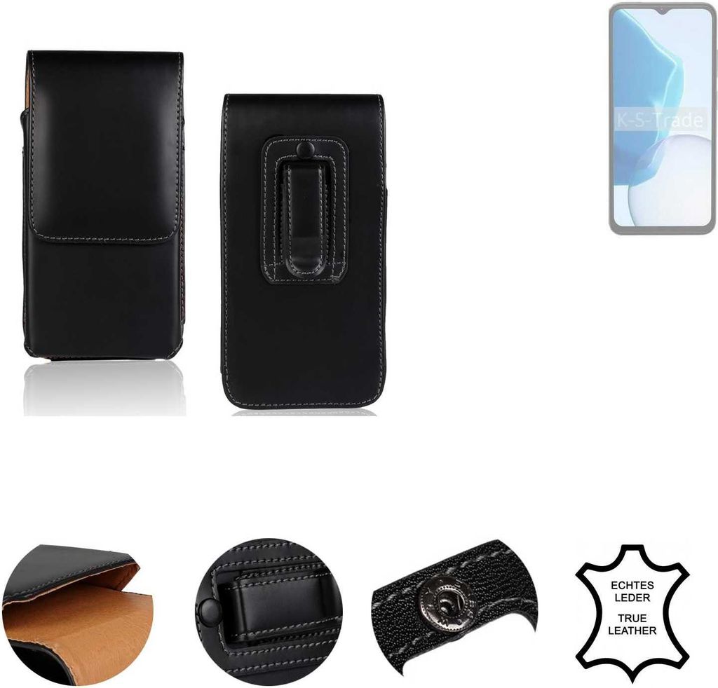 K-S-Trade Holster Gürteltasche Handy Hülle Schutzhülle kompatibel mit Doogee N55 Pro Handyhülle Leder schwarz, 1x