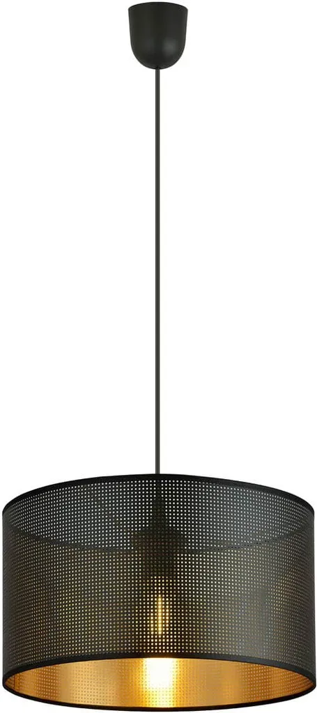 Suspension ASTON 1 E27 Finition Noir Mat et Intérieur Doré Chic 40W
