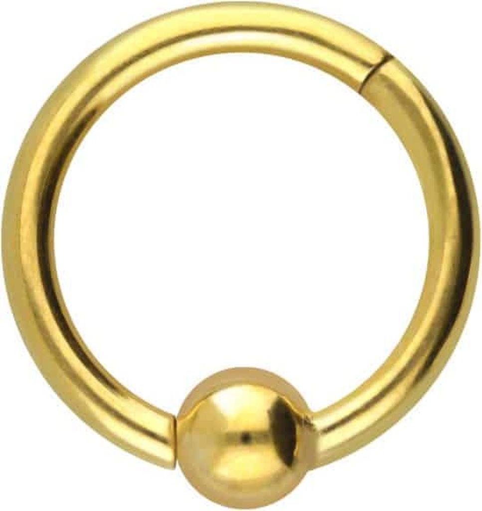 Ohrpiercing, Nasenpiercing, Septum Piercing Chirurgenstahl Segmentring Clicker KUGEL Gold Innendurchmesser: 8 mm