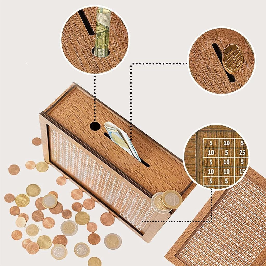 2000 € Spardose Sparschwein aus Holz Sparbüchse Spardose