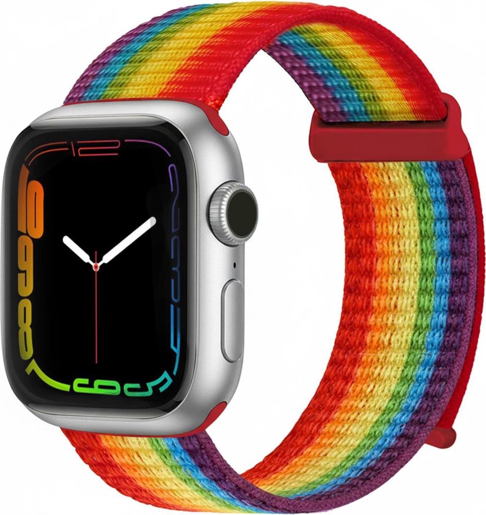 Smartwatch Armband für Apple Watch Series 3 38mm Nylon Textil Band Ersatzband Wechselband Klettverschluss flexibel atmungsaktiv Regenbogenfarben