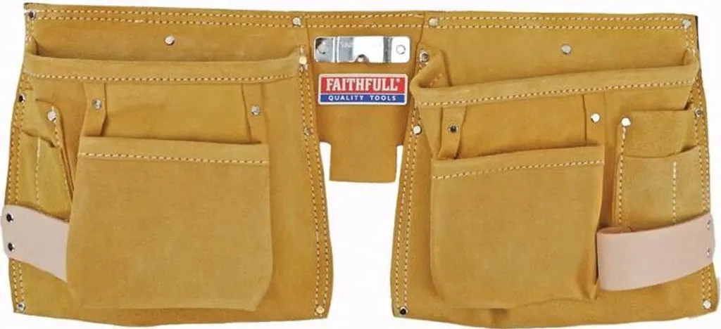 Double sacoche porte-outils Faithfull avec 10 poches et cuir renforcé