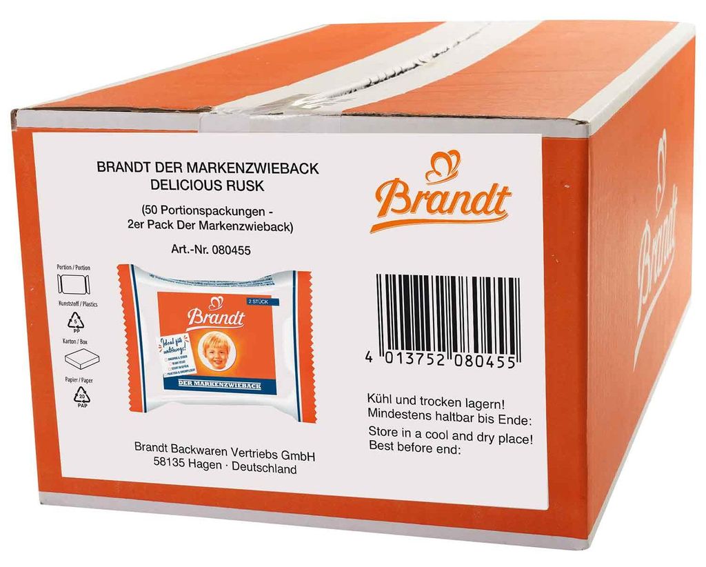 Brandt 70103909 Biscuits Brandt Markenzwieback 50x 2 pcs. Image du produit 