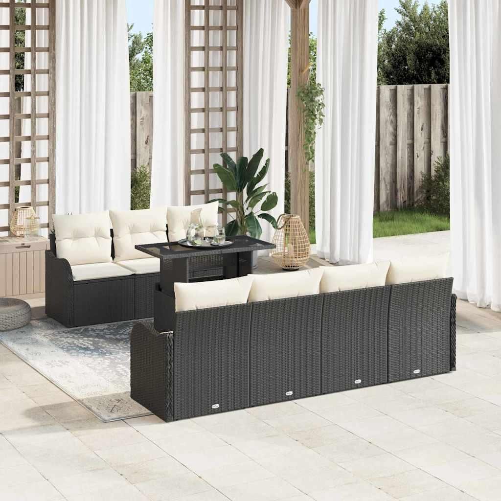 Maison Exclusive - Gartensofa-set mit Kissen 8 pcs Schwarz Poly-Rattan