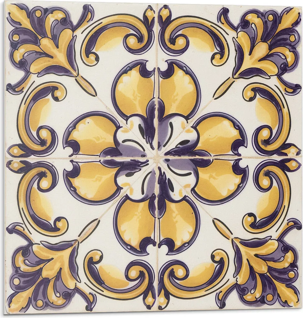 Motivo con motivi floreali - Autoadesivo - Rivestimenti murali - Decorazioni murali - Pannelli murali decorativi - Pannelli murali 3D - Design murale autoadesivo - 4 pezzi 50 x 50 cm