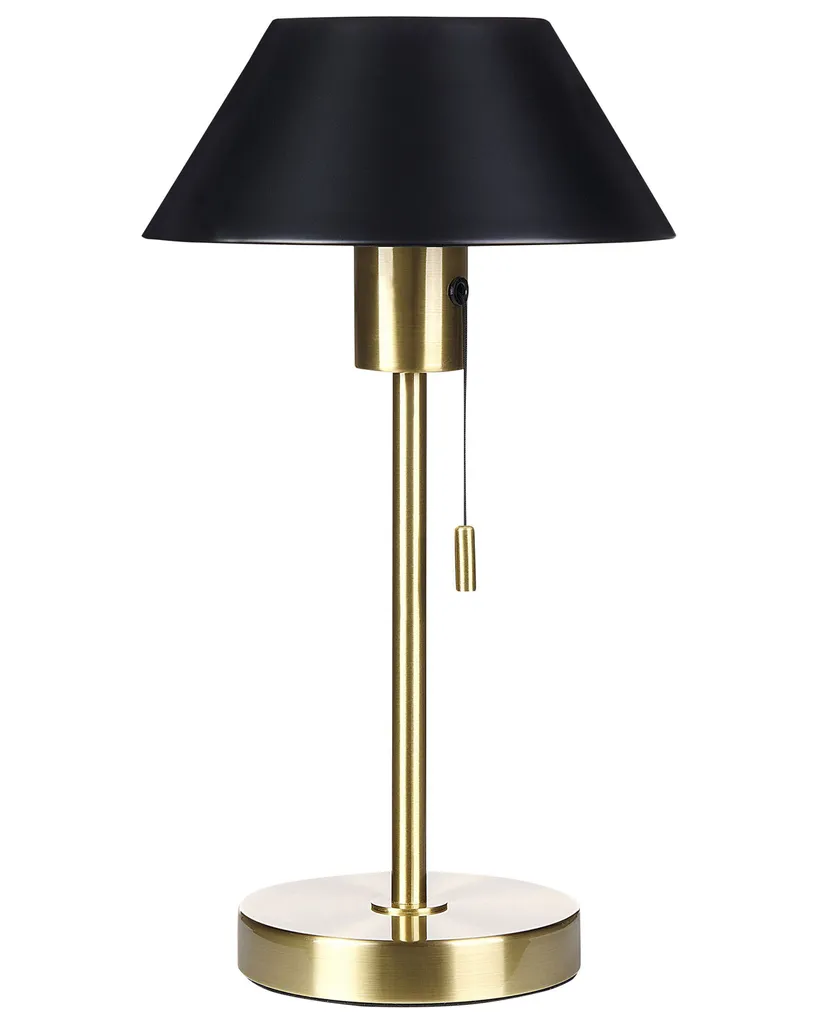 BELIANI Lampe à poser noir et or, abat-jour conique en fer métallisé