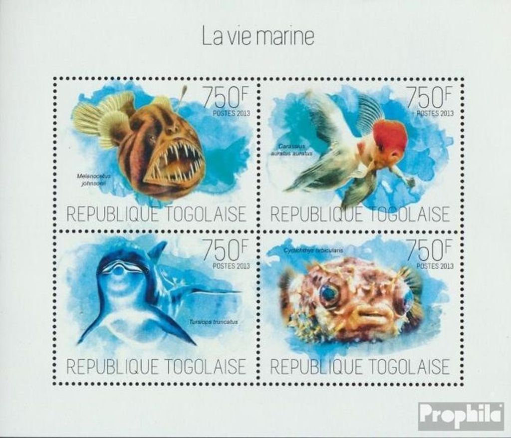 Briefmarken Togo 2013 Mi 5311-5314 Kleinbogen (kompl. Ausgabe) postfrisch Leben im Meer