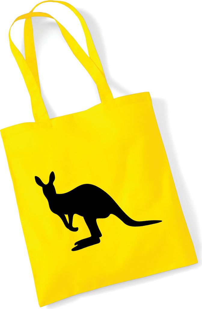 Huuraa Jutebeutel Kangaroo Silhouette 10 Liter Yellow Baumwolle Tasche Geschenkidee