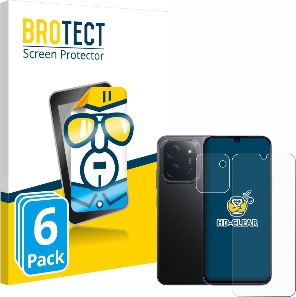 6x Für Xiaomi Poco C85 (Display+Kamera) Schutzfolie BROTECT Displayschutz Display Schutz Folie Klar Transparent