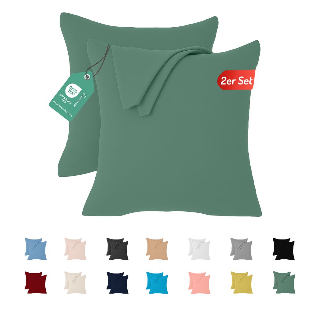 Jersey Kissenbezug 2er Set 40x40 cm 100% Baumwolle Produktbild 