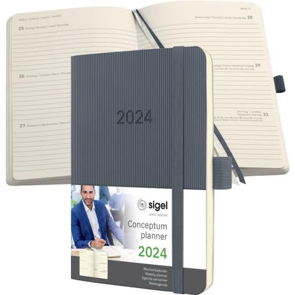 Wochenkalender Conceptum 2024 ca. A6 1 Woche/2 Seiten Softcover dark grey