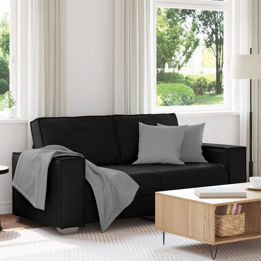 ZMH Loveseat Sofa Schwarz 140 cm Kunstleder