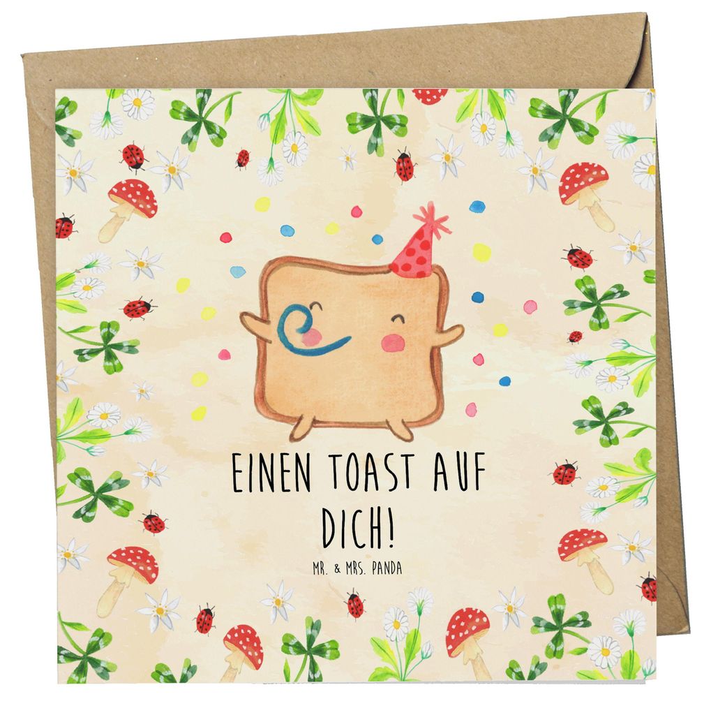 Mr. & Mrs. Panda Grußkarte Toast Party - Naturpapier - Geschenk, faltkarte, für Freundin, Frauen, doppelkarte, Hochzeitstag, Freund, Valentinstag...