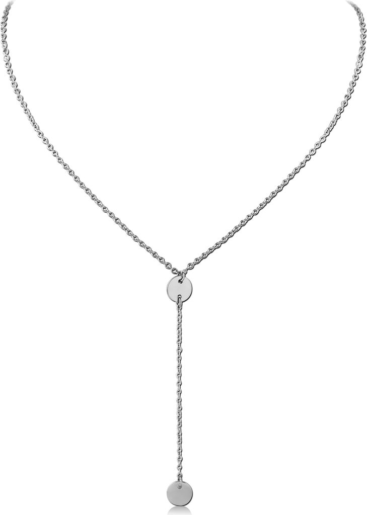 viva-adorno Edelstahl Damenkette Ypsilon Kette Plättchen Produktbild 